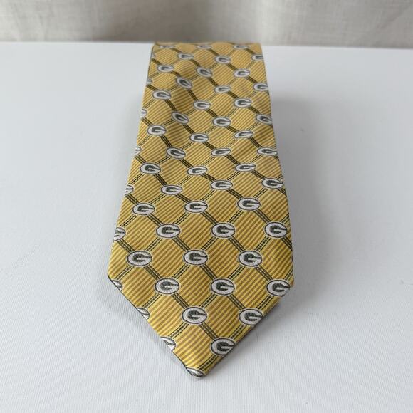 NFL Green Bay Packers Reversible Silk Tie 100% Silk Vintage Logo Pattern - Picture 3 of 16